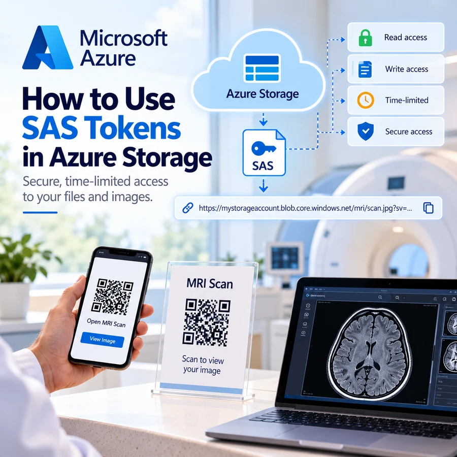 Azure Shared Access Signature providing time-limited access to an MRI image stored in Azure Storage.