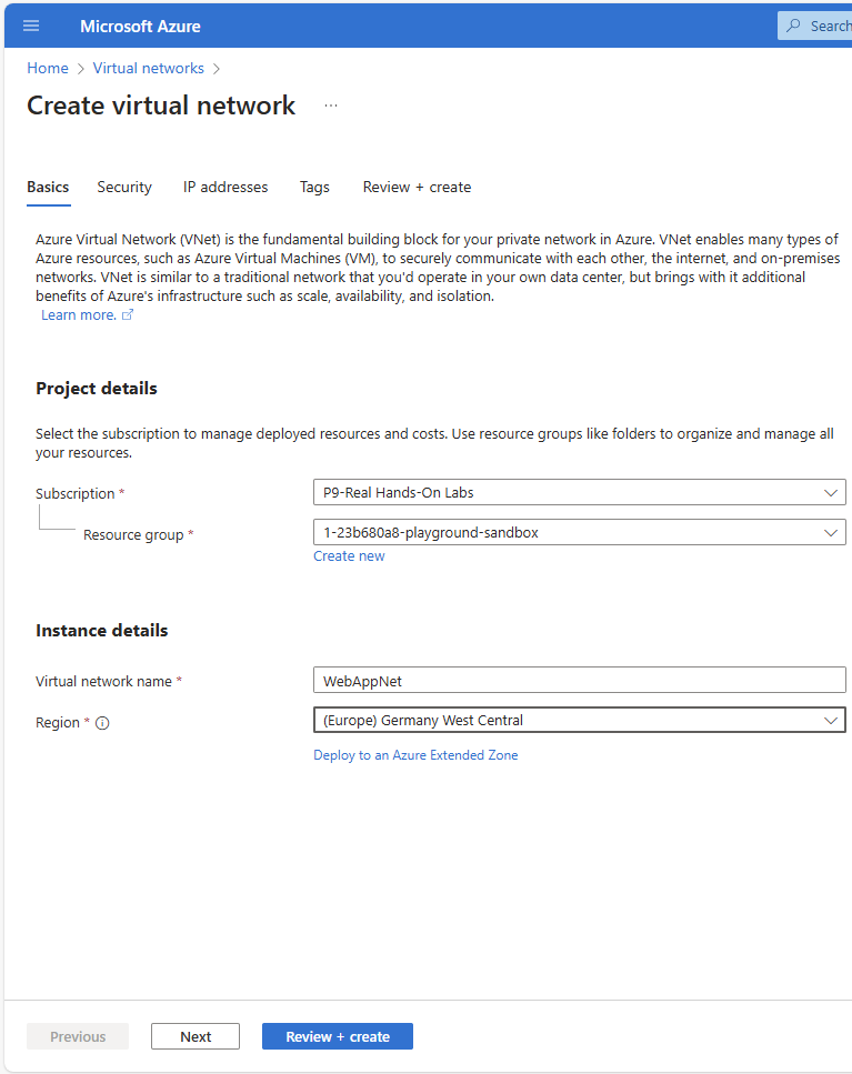 Create Virtual Network